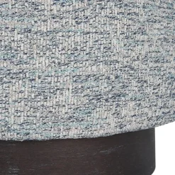 Kirkland's Home Benches & Ottomans-Round Gray & Blue Upholstered Ottoman