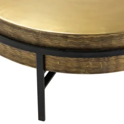 Kirkland's Home Coffee Tables-Round Hammered Metal Coffee Table