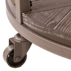 Kirkland's Home Coffee Tables-Round Kona Rolling Coffee Table