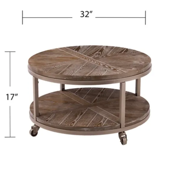 Kirkland's Home Coffee Tables-Round Kona Rolling Coffee Table