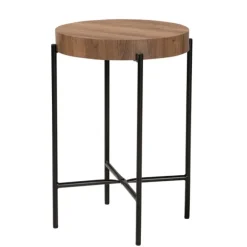 Kirkland's Home Accent & End Tables-Round Light Wood X Base Accent Table