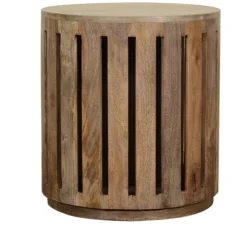 Kirkland's Home Accent & End Tables-Round Mango Wood Drum Accent Table