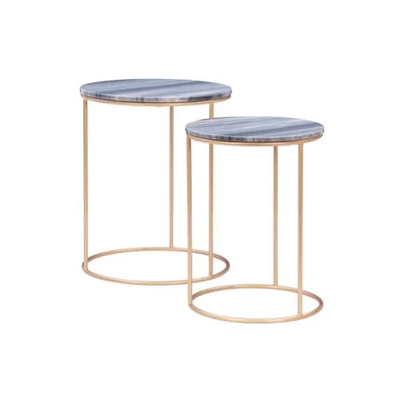 Kirkland's Home Accent & End Tables-Round Marble Nesting 2-Pc. Accent Table Set