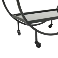 Kirkland's Home Kitchen Islands & Bar Carts-Round Metal And Glass 2-Ter Bar Cart
