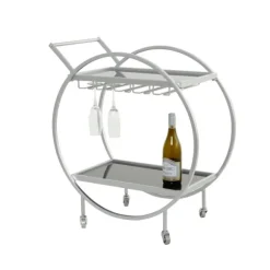 Kirkland's Home Kitchen Islands & Bar Carts-Round Metal And Glass 2-Ter Bar Cart