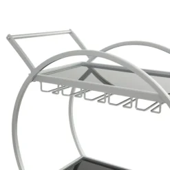 Kirkland's Home Kitchen Islands & Bar Carts-Round Metal And Glass 2-Ter Bar Cart