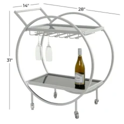 Kirkland's Home Kitchen Islands & Bar Carts-Round Metal And Glass 2-Ter Bar Cart