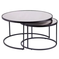 Kirkland's Home Coffee Tables-Round Mirrored Nesting Tables, Set Of 2