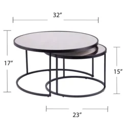 Kirkland's Home Coffee Tables-Round Mirrored Nesting Tables, Set Of 2