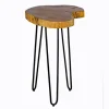 Kirkland's Home Accent & End Tables-Round Natural Live Edge Hairpin Legs Accent Table