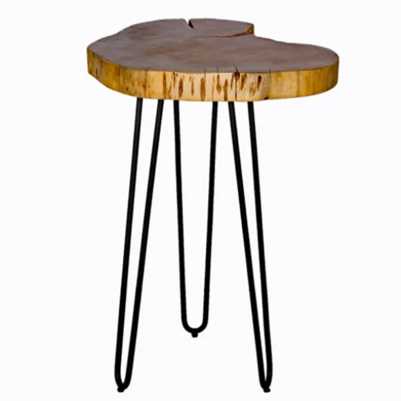 Kirkland's Home Accent & End Tables-Round Natural Live Edge Hairpin Legs Accent Table