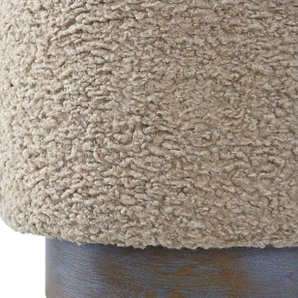 Kirkland's Home Benches & Ottomans-Round Oatmeal Boucle Ottoman