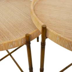 Kirkland's Home Coffee Tables-Round Rattan 2-Pc. Nesting Coffee Table Set