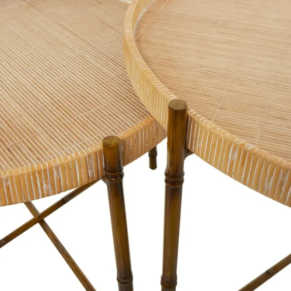 Kirkland's Home Coffee Tables-Round Rattan 2-Pc. Nesting Coffee Table Set