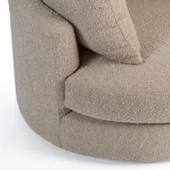Kirkland's Home Accent Chairs-Round Sand Boucle Swivel Accent Chair
