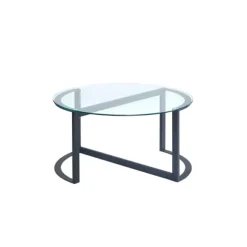 Kirkland's Home Coffee Tables-Round Tempered Glass Hourglass Base Coffee Table