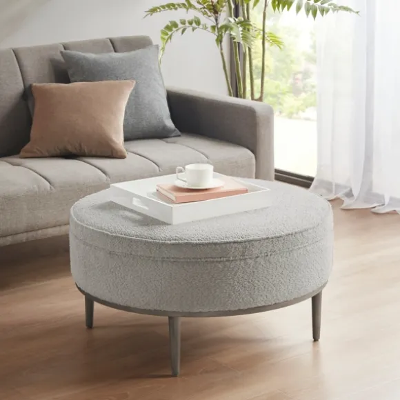 Kirkland's Home Benches & Ottomans-Round Upholstered Ottoman
