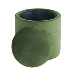 Kirkland's Home Benches & Ottomans-Round Velvet Storage Ottoman