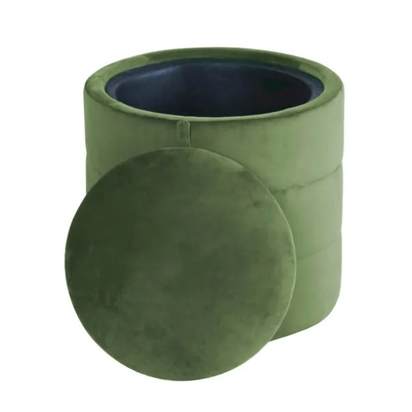 Kirkland's Home Benches & Ottomans-Round Velvet Storage Ottoman