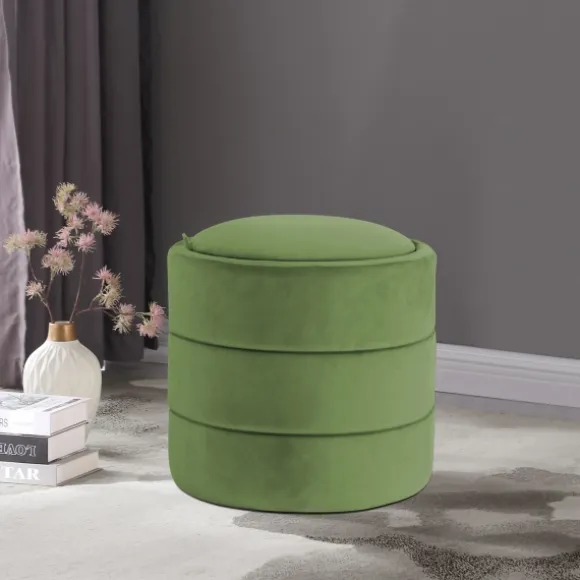 Kirkland's Home Benches & Ottomans-Round Velvet Storage Ottoman