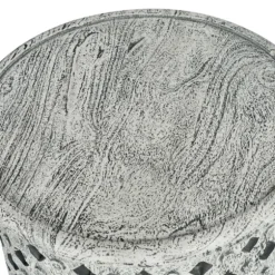 Kirkland's Home Accent & End Tables-Round White Wood Lattice Accent Table