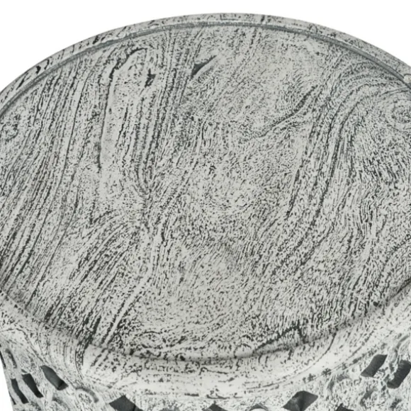 Kirkland's Home Accent & End Tables-Round White Wood Lattice Accent Table