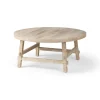 Kirkland's Home Coffee Tables-Round Whitewash Wood Modern Farmhouse Coffee Table