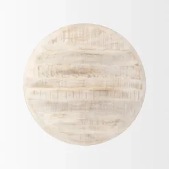 Kirkland's Home Coffee Tables-Round Whitewash Wood Modern Farmhouse Coffee Table