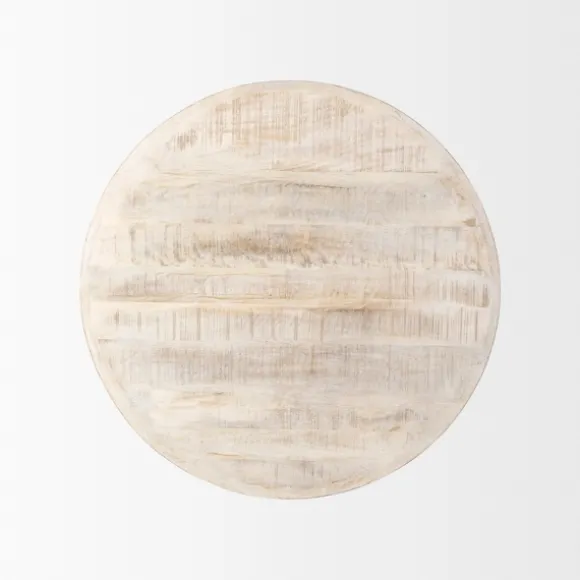 Kirkland's Home Coffee Tables-Round Whitewash Wood Modern Farmhouse Coffee Table