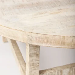 Kirkland's Home Coffee Tables-Round Whitewash Wood Modern Farmhouse Coffee Table