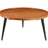 Kirkland's Home Coffee Tables-Round Wood And Metal Coffee Table