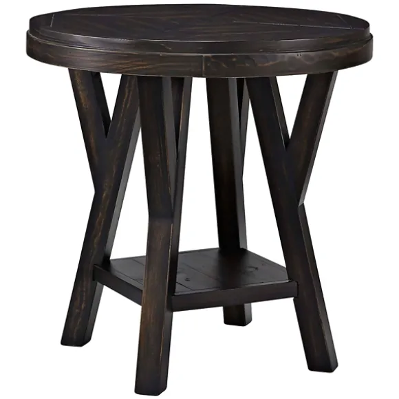 Kirkland's Home Accent & End Tables-Round Wood Flared Base Side Table
