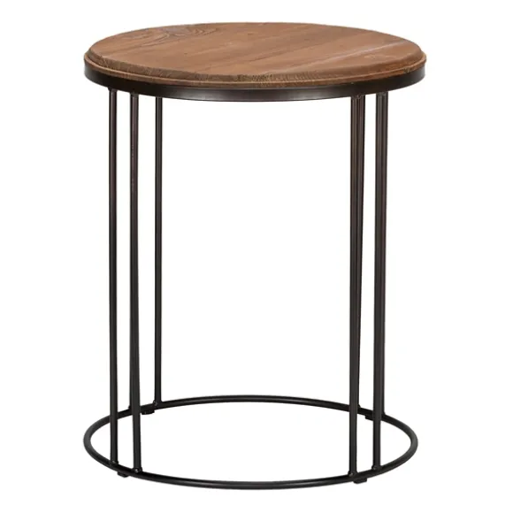 Kirkland's Home Accent & End Tables-Round Wooden And Metal Baldwin Accent Table