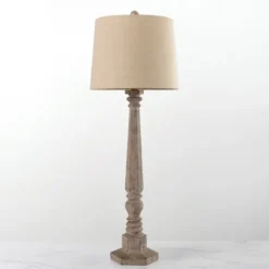 Kirkland's Home Buffet Lamps-Rustic Brown Wood Buffet Lamp
