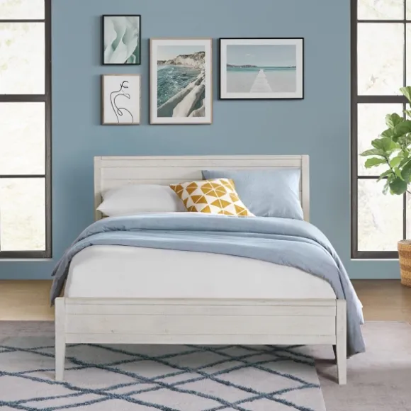 Kirkland's Home Beds & Headboards-Rustic Eggshell Wood Panel Full Bed Frame