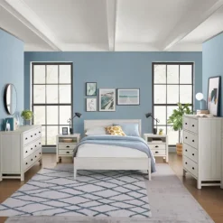 Kirkland's Home Beds & Headboards-Rustic Eggshell Wood Panel Full Bed Frame