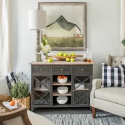 Kirkland's Home Buffet Lamps-Rustic Gray Balustrade Table Lamp