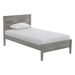 Kirkland's Home Beds & Headboards-Rustic Gray Pine Panel Twin Bed Frame
