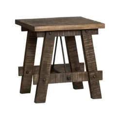 Kirkland's Home Accent & End Tables-Rustic Mango Wood And Iron Side Table