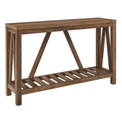 Kirkland's Home Console Tables-Rustic Oak A-Frame Console Table