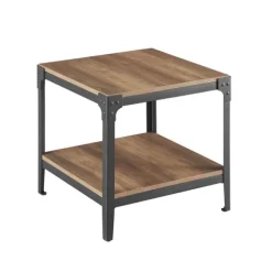 Kirkland's Home Accent & End Tables-Rustic Oak Angle Iron Accent Tables, Set Of 2