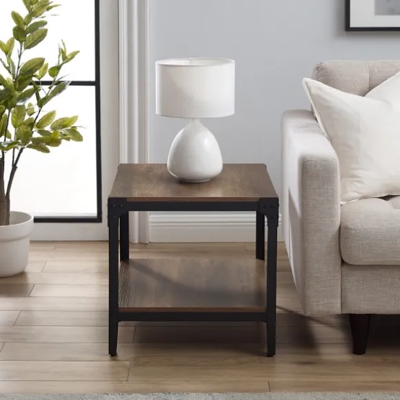 Kirkland's Home Accent & End Tables-Rustic Oak Angle Iron Accent Tables, Set Of 2