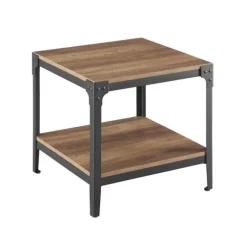 Kirkland's Home Accent & End Tables-Rustic Oak Angle Iron Accent Tables, Set Of 2
