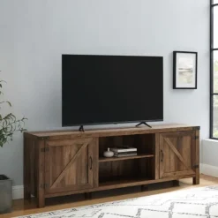 Kirkland's Home Tv Stands & Media Consoles-Rustic Oak Barn Door Tv Stand