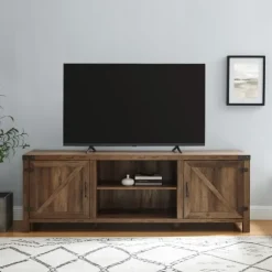 Kirkland's Home Tv Stands & Media Consoles-Rustic Oak Barn Door Tv Stand
