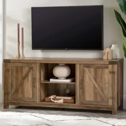 Kirkland's Home Tv Stands & Media Consoles-Rustic Oak Barn Doors Tv Stand