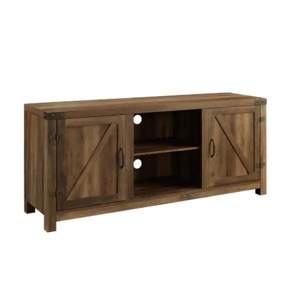 Kirkland's Home Tv Stands & Media Consoles-Rustic Oak Barn Doors Tv Stand