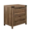 Kirkland's Home Office Furniture-Rustic Oak 2-Drawer Wood File Cabinet