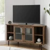 Kirkland's Home Tv Stands & Media Consoles-Rustic Oak Glass Door Corner Tv Stand