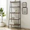 Kirkland's Home Bookshelves-Rustic Oak Industrial Ladder Bookshelf
